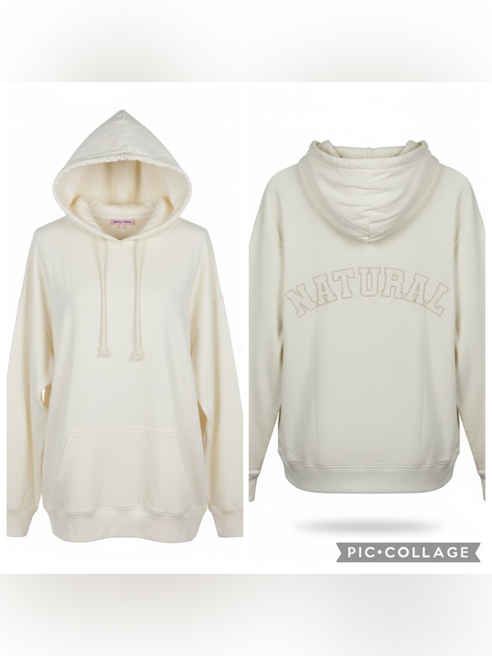 NWT Bailey Rose Cream Hoodie Spellout Back Size Large Cotton Blend Fall Winter